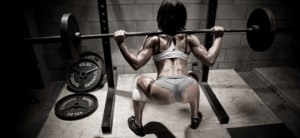 fitness girl squatting